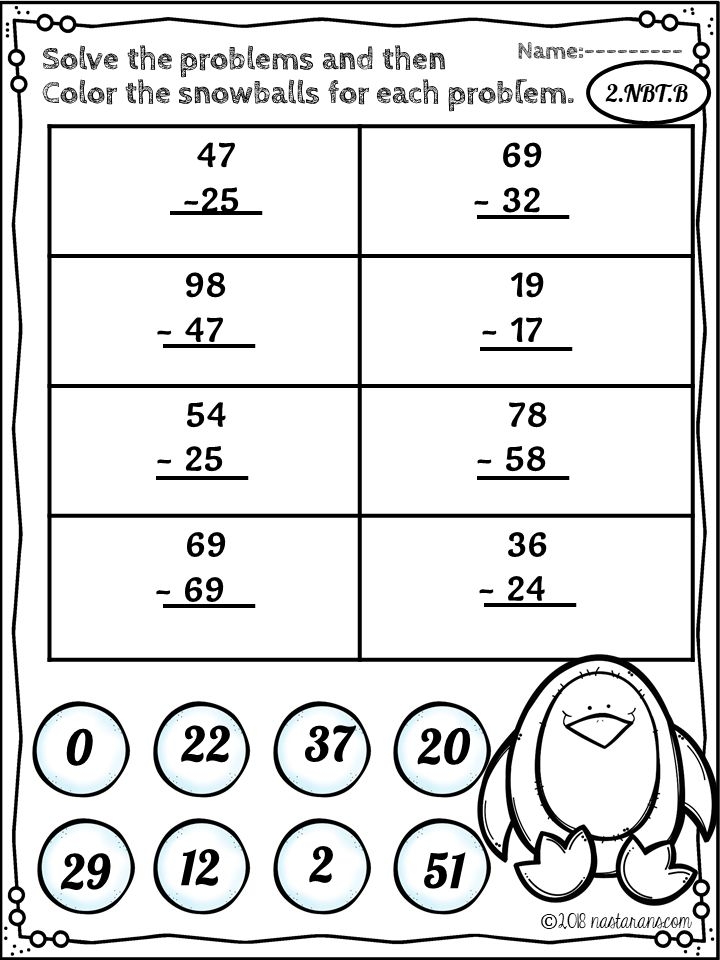 Common Core Subtraction 2Nd Grade 2nd Grade Math Worksheets