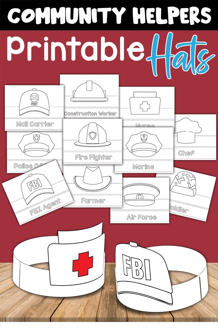 Community Helpers Printable Hats Etsy UK Community Helpers