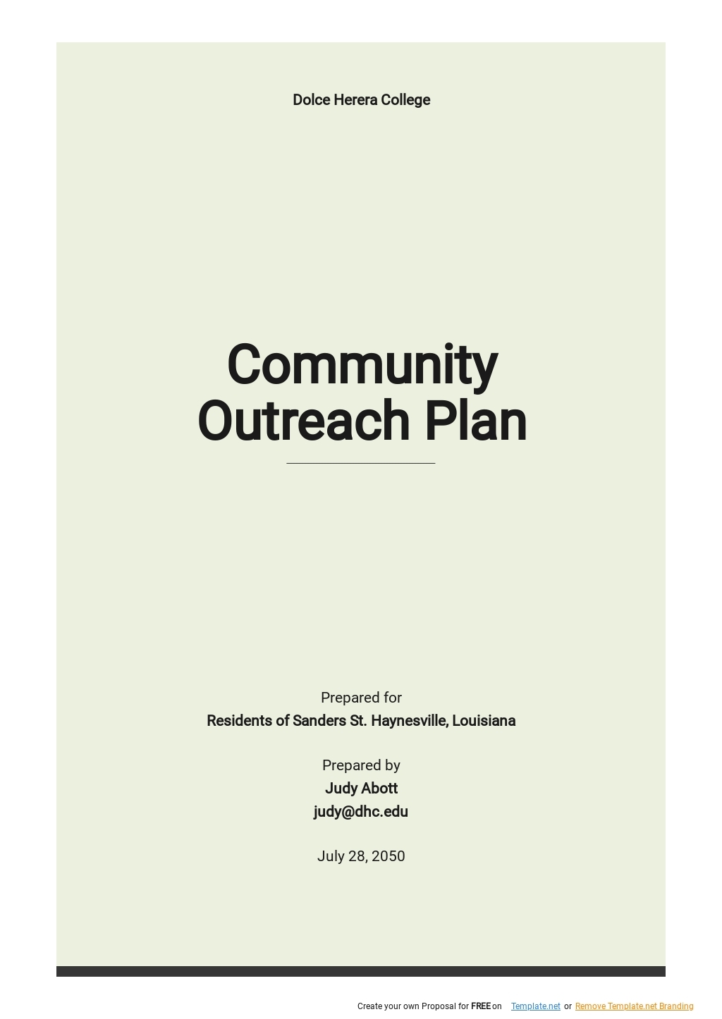 Community Outreach Plan Template Google Docs Word Apple Pages PDF 