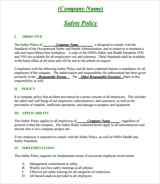 Construction Safety Plan Template 10 Word PDF Documents Download