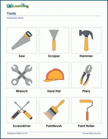 Construction Words Vocabulary Cards K5 Learning Worksheets Library