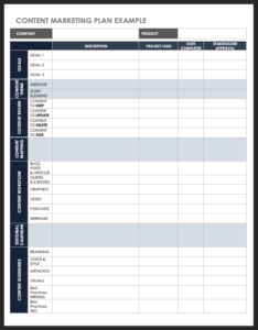 Content Marketing Planning Template Example Bogiolo
