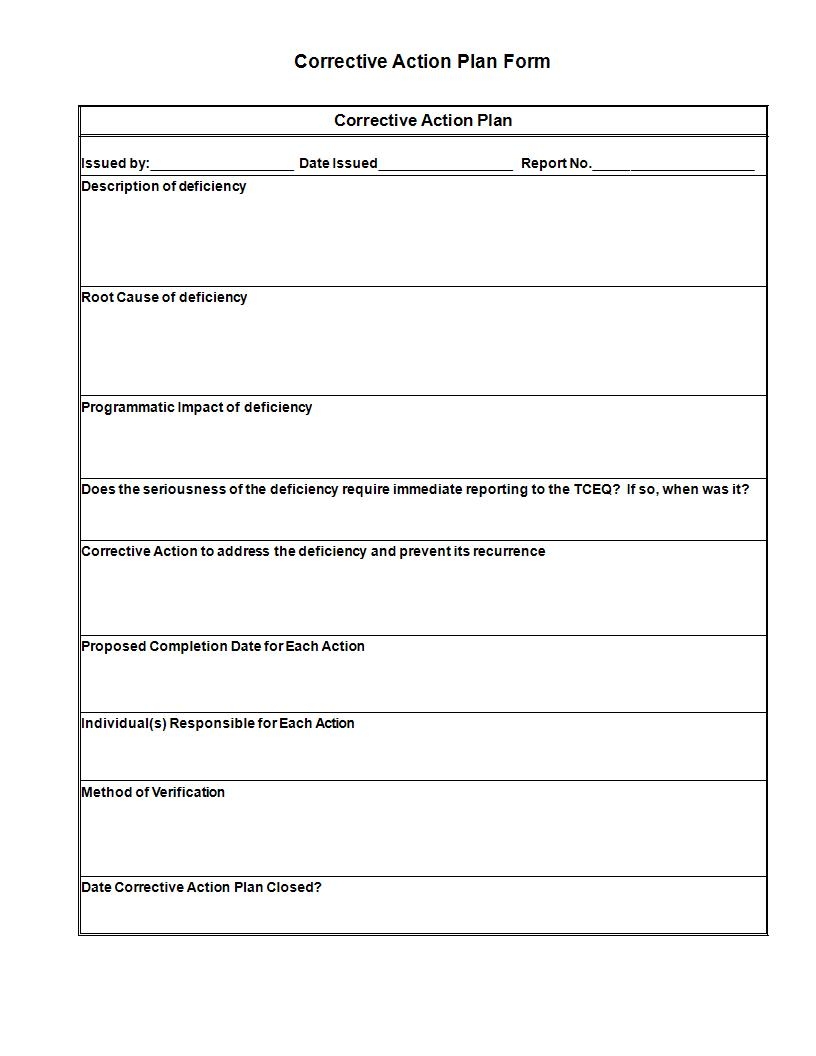 Corrective Action Plan Examples 11 Templates Pdf Word Examples Images