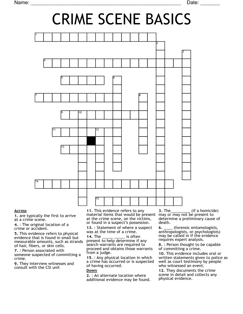 Crime Scene To Courtroom Review Puzzle Template Printable Word Searches