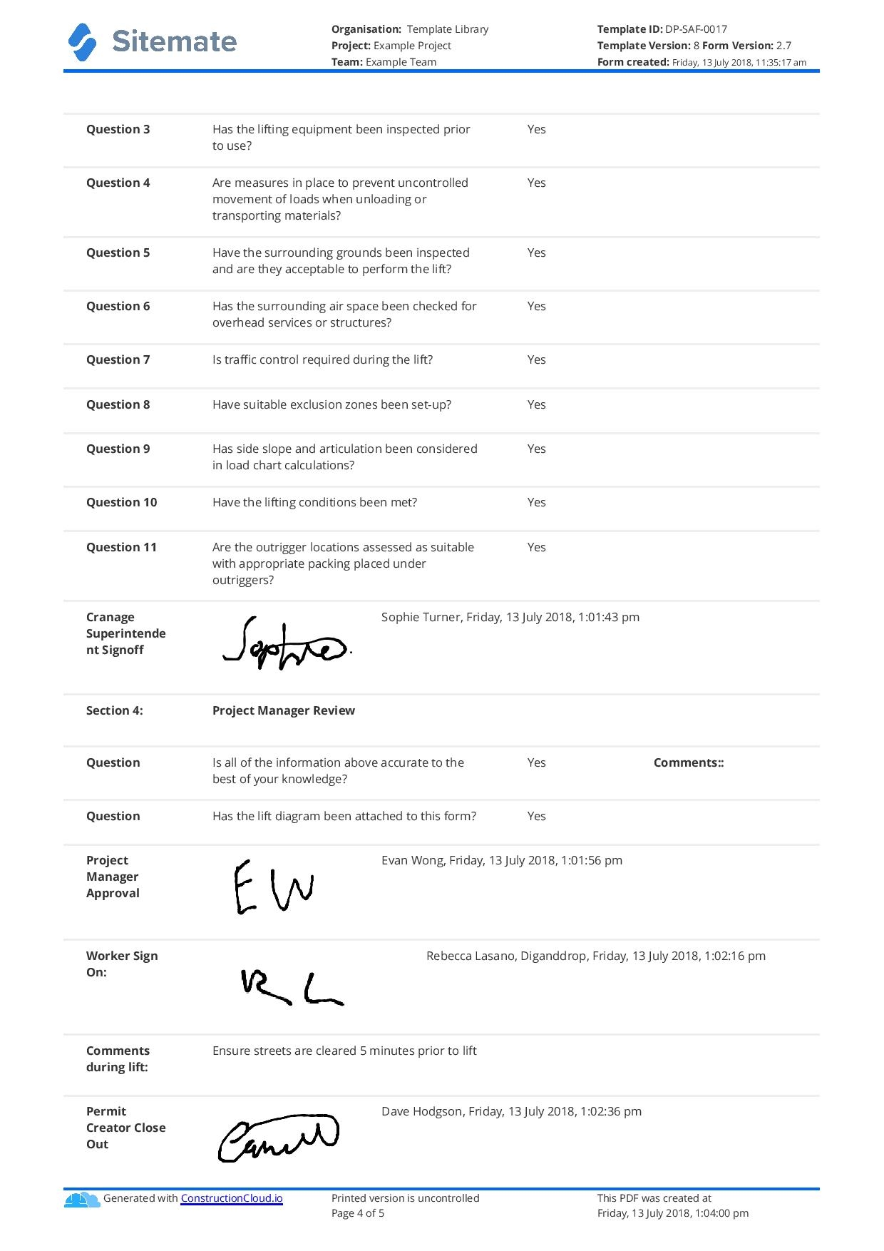 Critical Lift Plan Template Free And Customisable