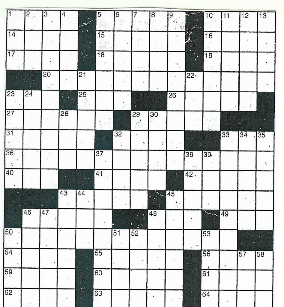 Crossword Puzzle Blank Template