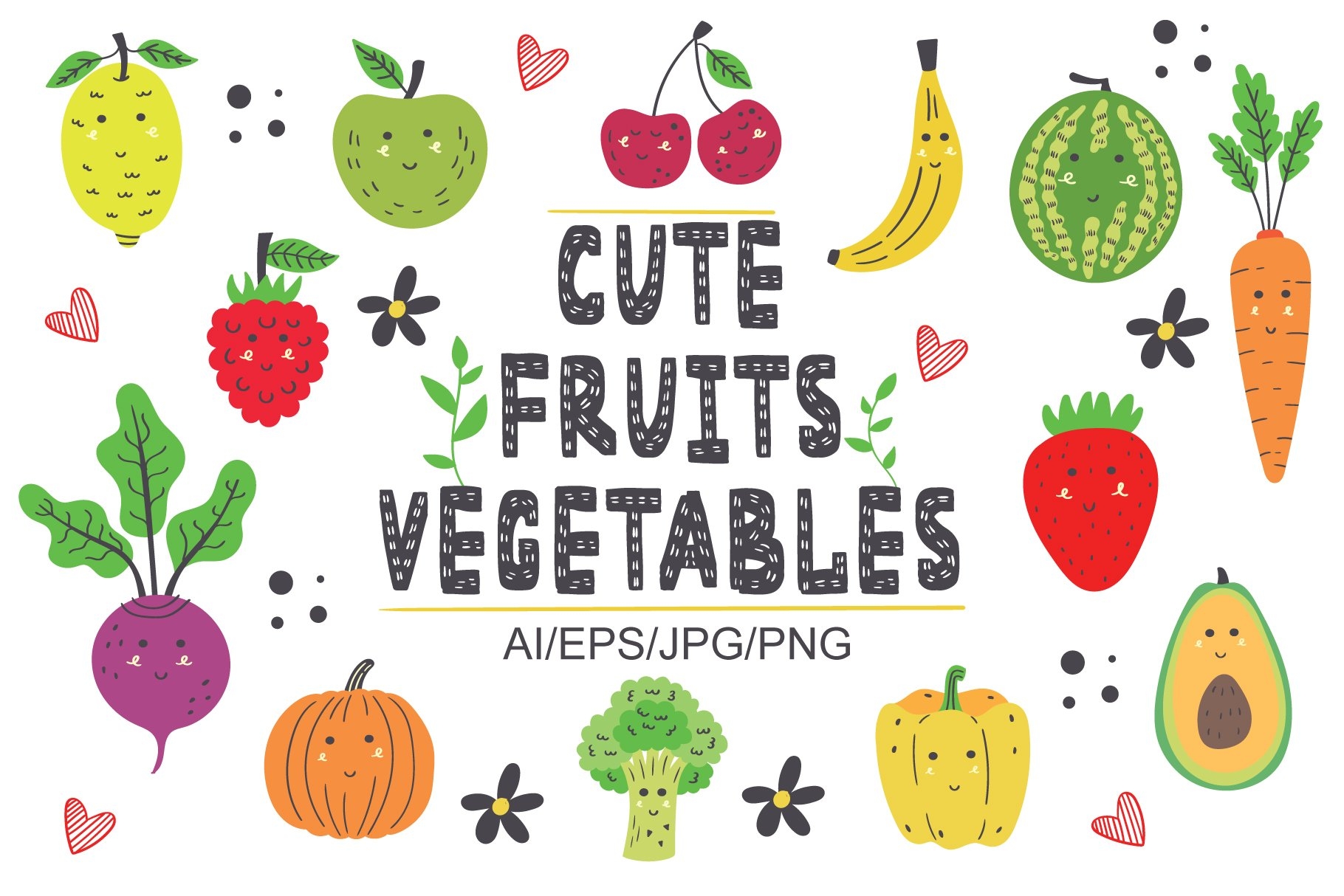 Cute Fruits Vegetables Design Cuts