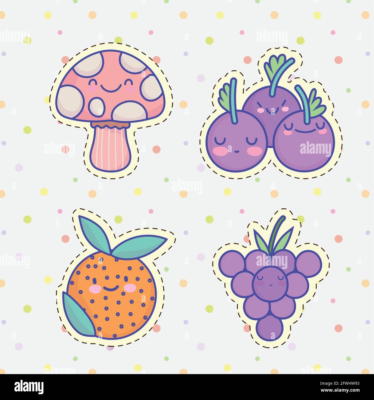 Cute Fruits Vegetables Stock Vector Image Art Alamy