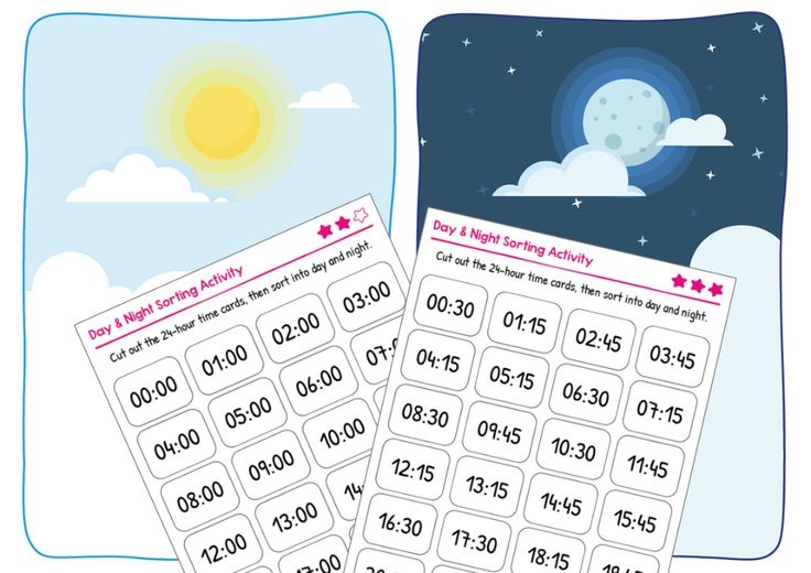 Day Night Sorting Activity 24 Hour Time Worksheet