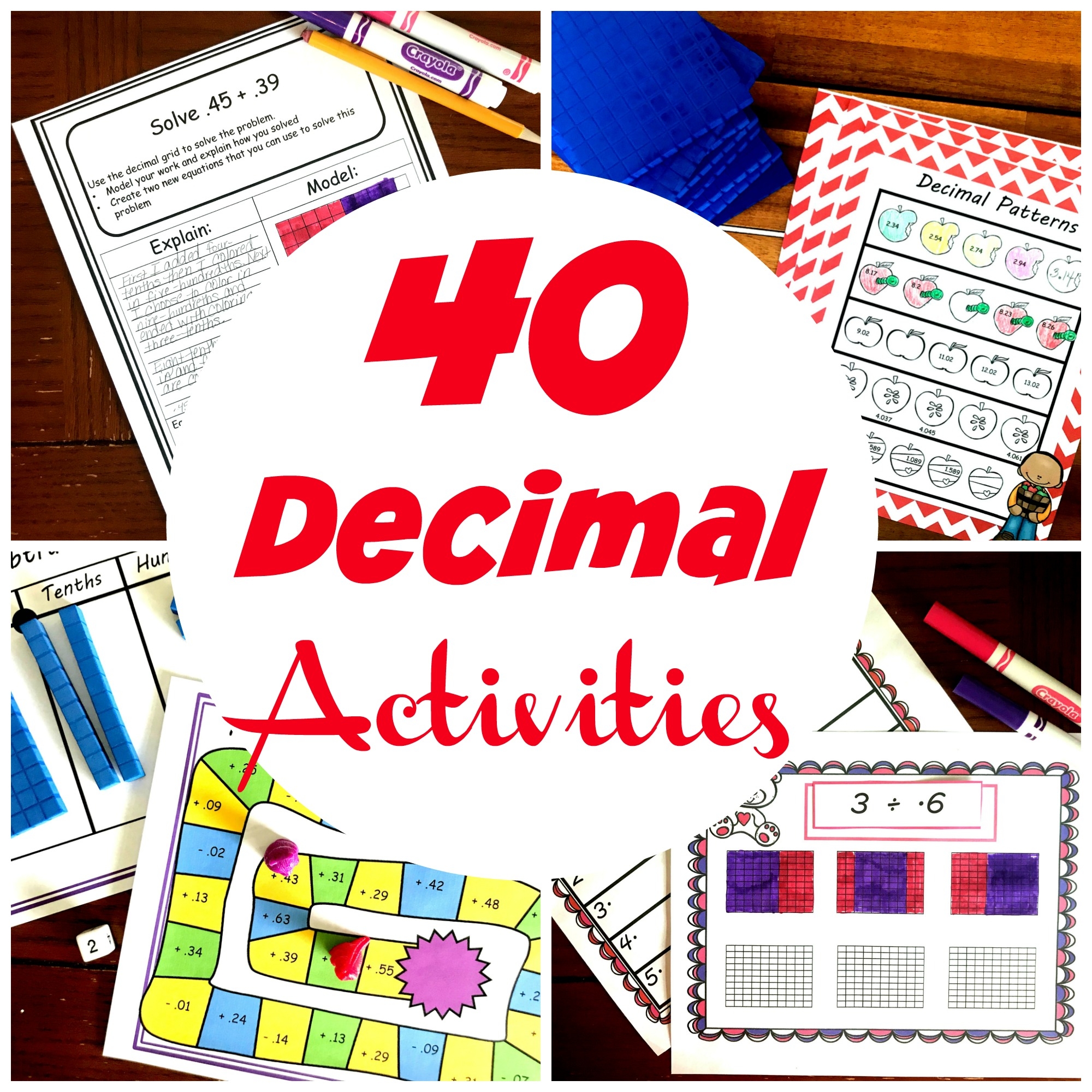 decimal activities printable