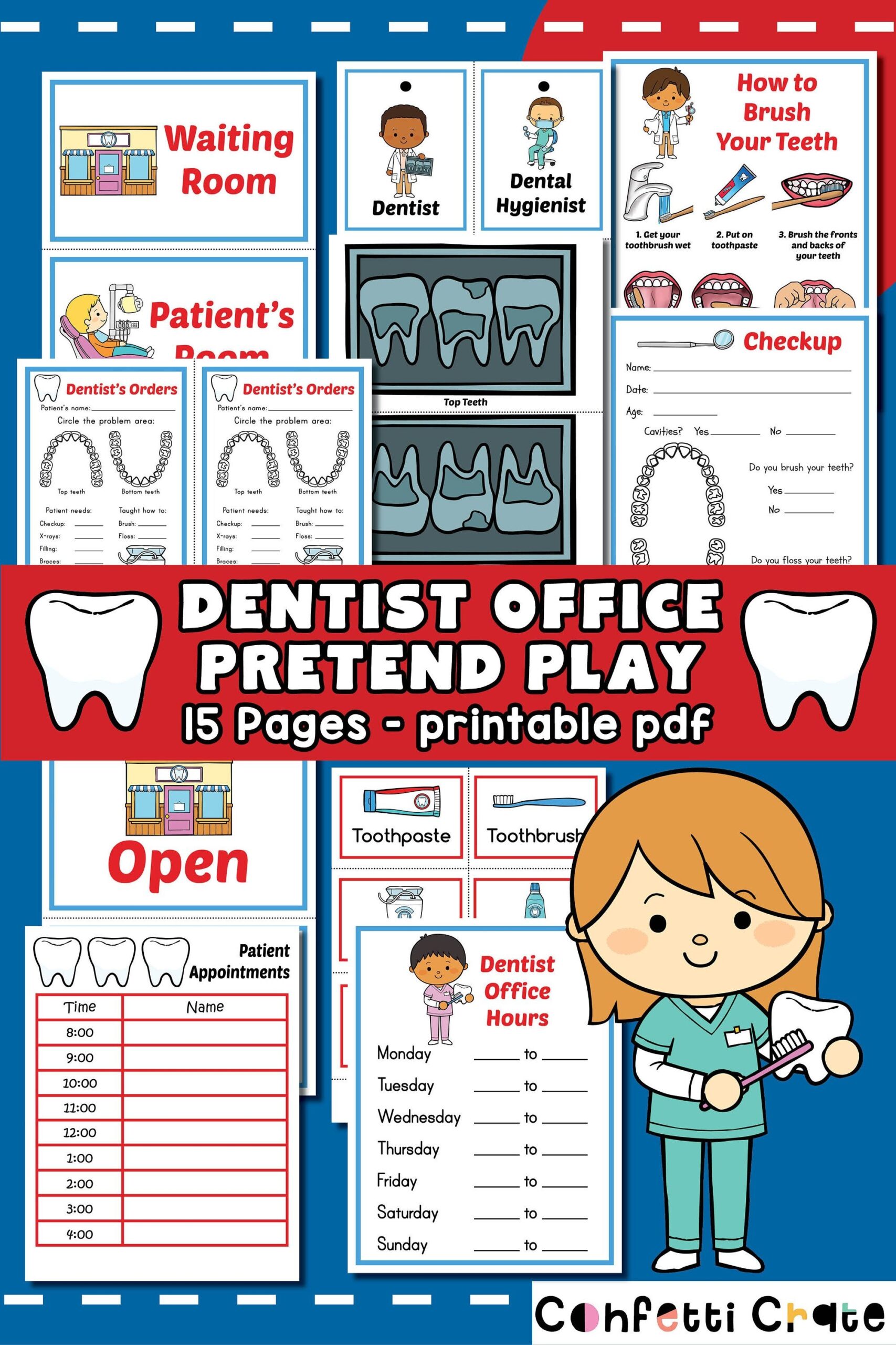 Dentist Pretend Play Printable Dentist Dramatic Play Daycare Childcare 