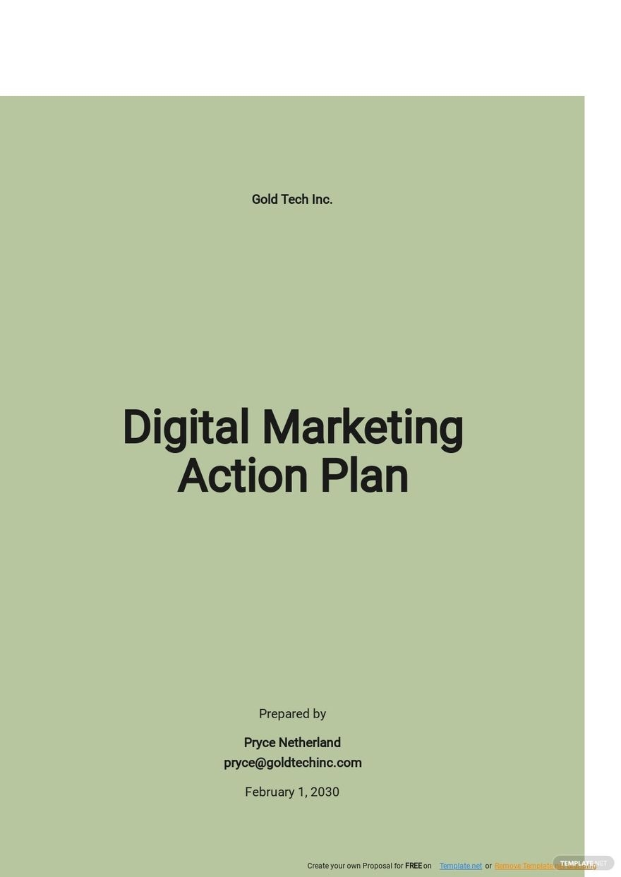 Digital Marketing Action Plan Template Google Docs Word Apple Pages 