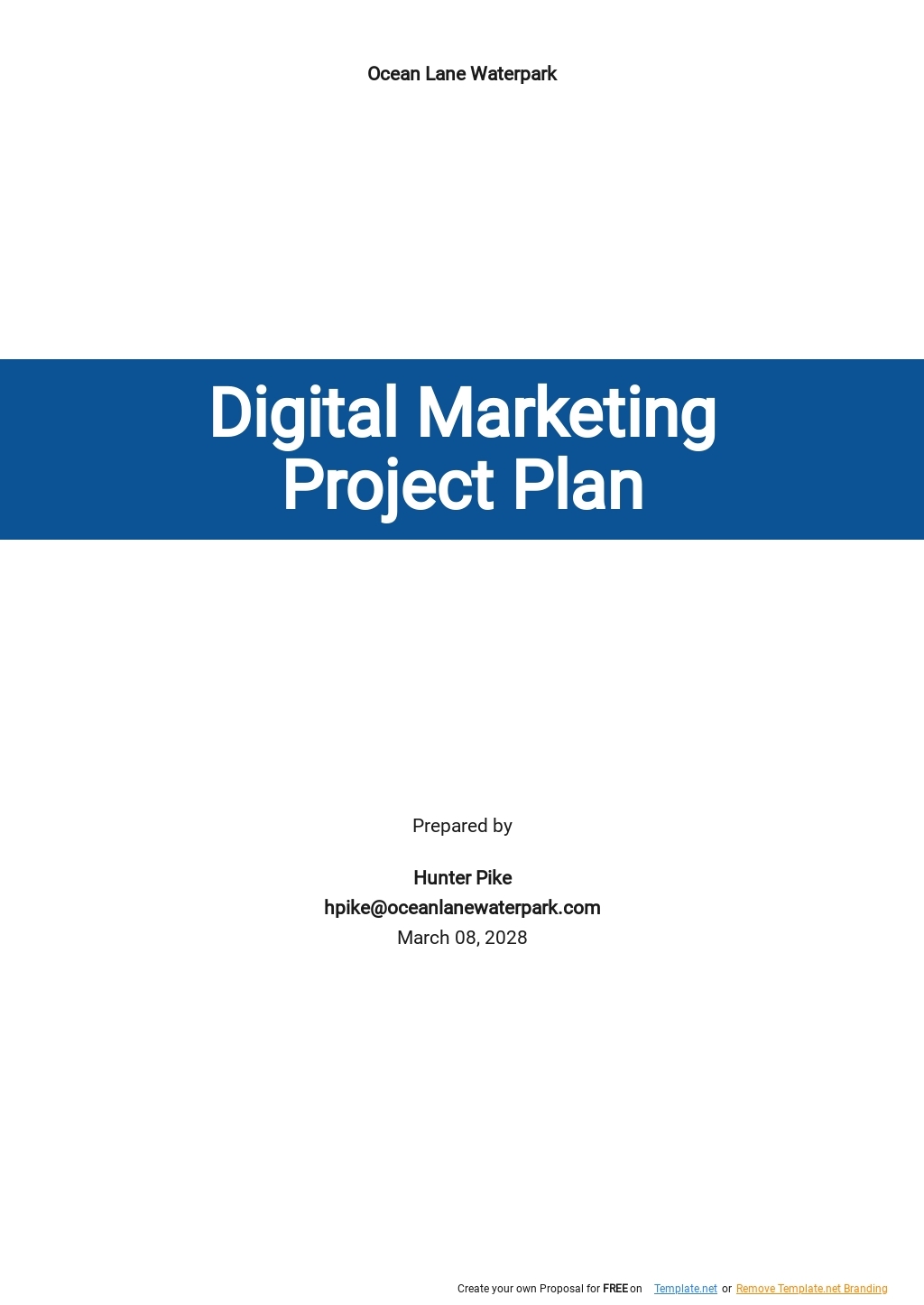 Digital Marketing Project Plan Template Google Docs Word Apple 