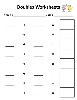 doubles math facts worksheets