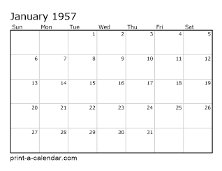 Download 1957 Printable Calendars