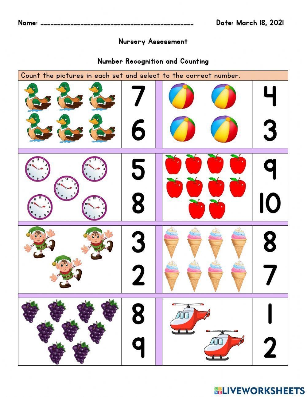 maths nursery worksheets