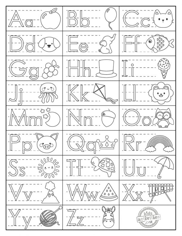 Easy Alphabet Printable Chart Coloring Pages Kids Activities Blog