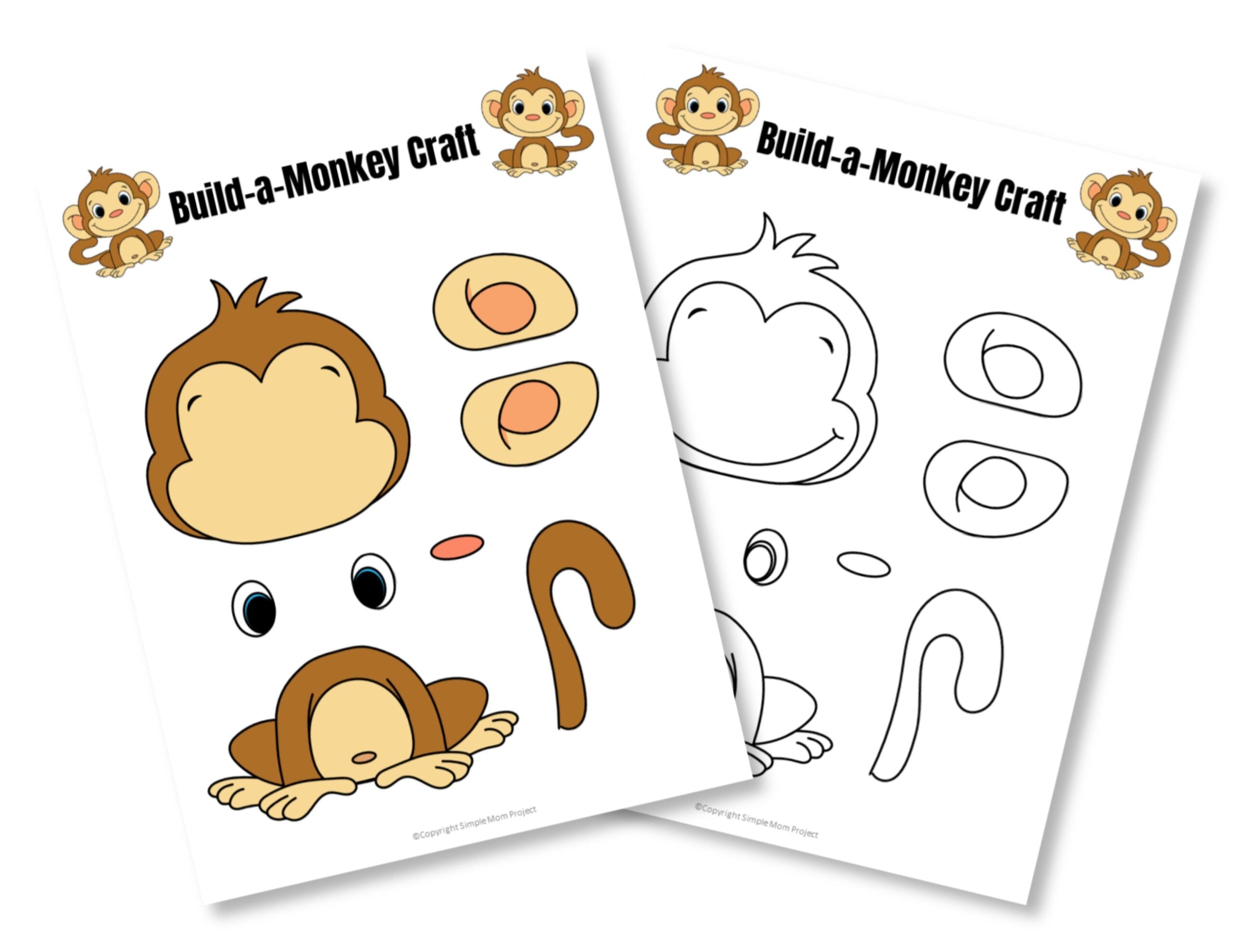 Easy Build a Monkey Craft For Kids With FREE Template Monkey Crafts 