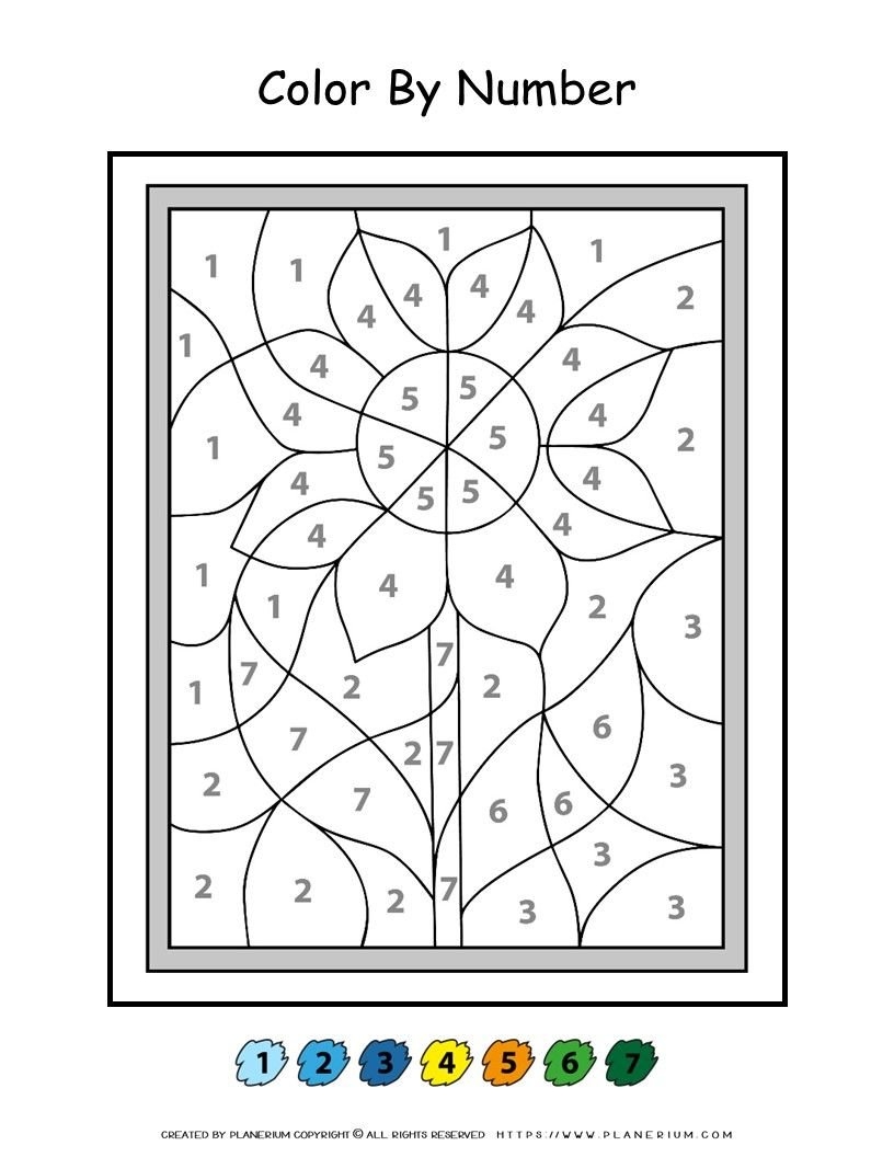 Easy Flower Color By Number Printable Vartogether