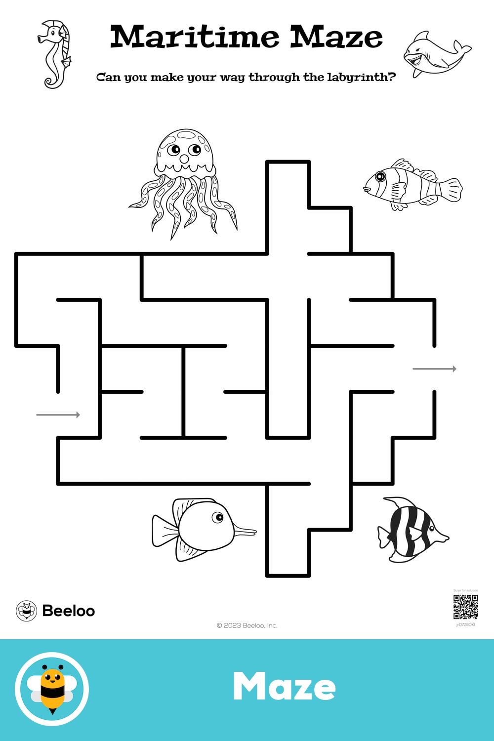 Easy Ocean themed Maze For Kids Ages 4 And Up Ocean Activities 