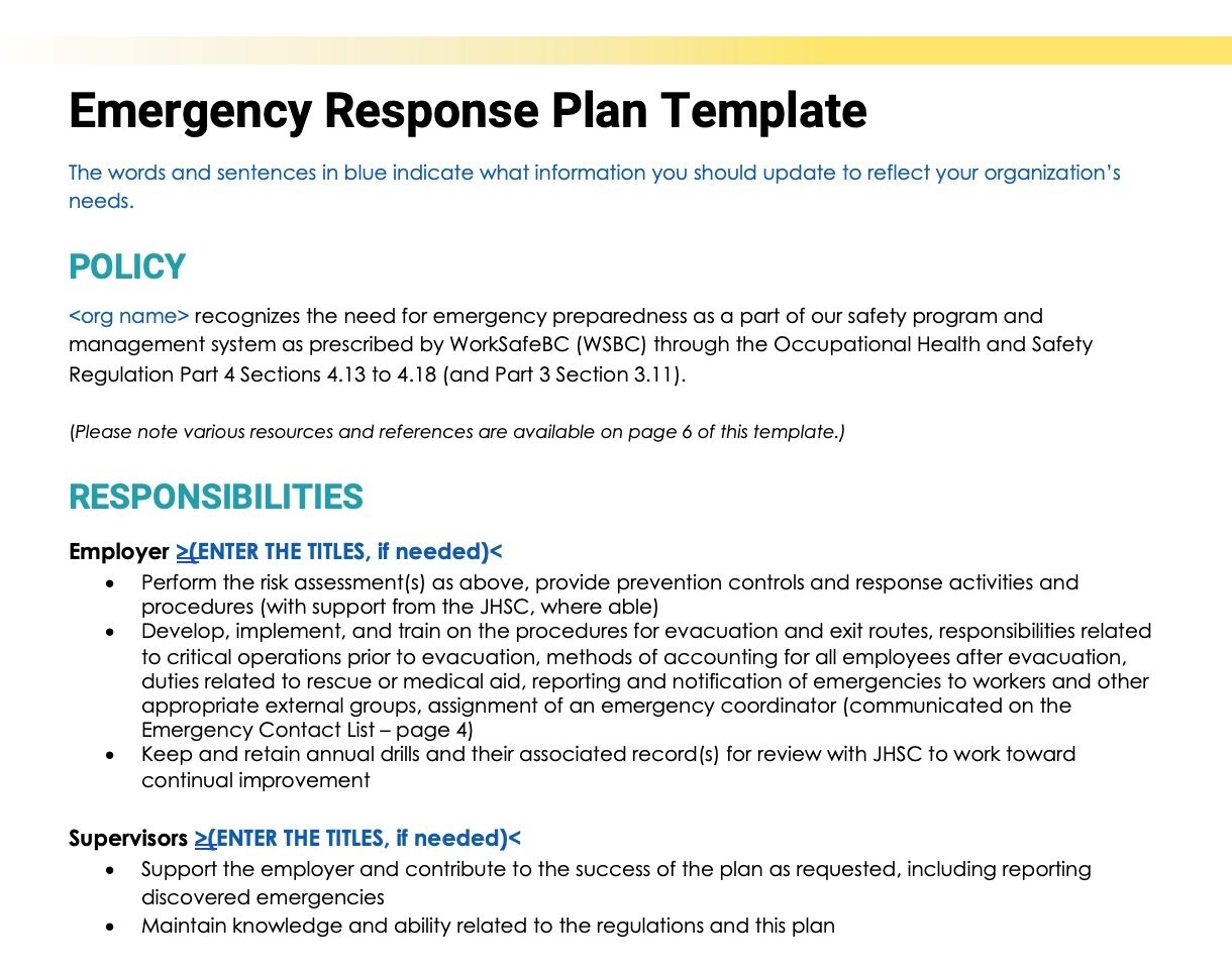 Emergency Action Plan Template Sample Template Samples