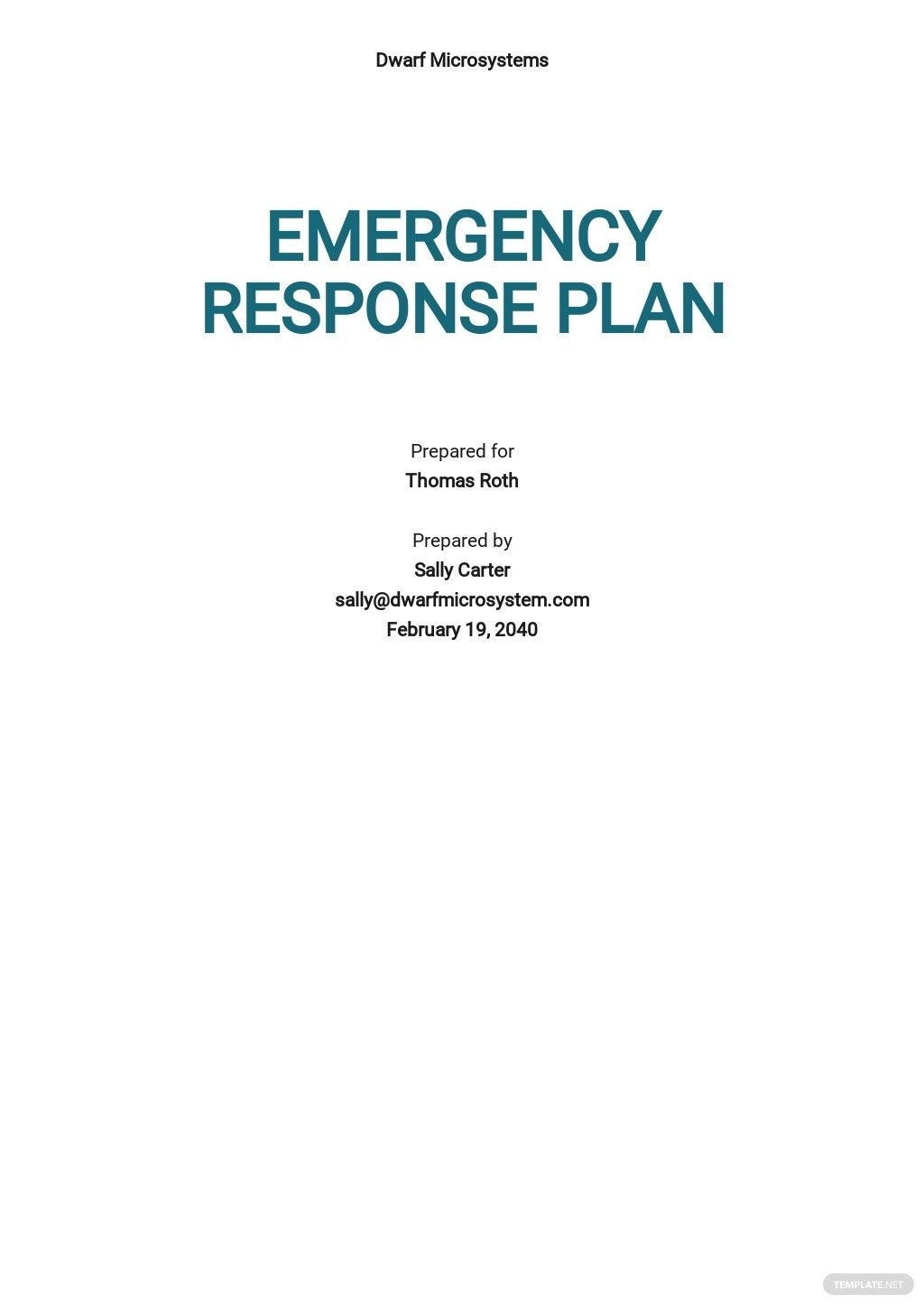 Emergency Response Plan Template In Word PDF Google Docs Pages