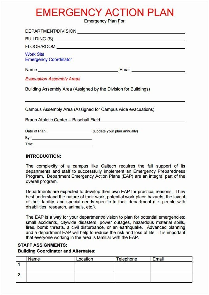 Emergency Response Plan Template Word Content Calendar Template
