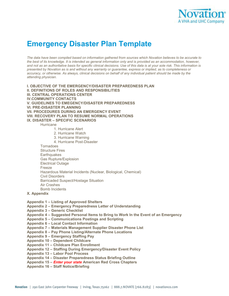 Emergency Response Plan Template