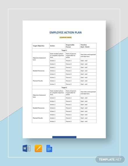 Employee Action Plan Template 14 Free Word Excel PDF Format Download