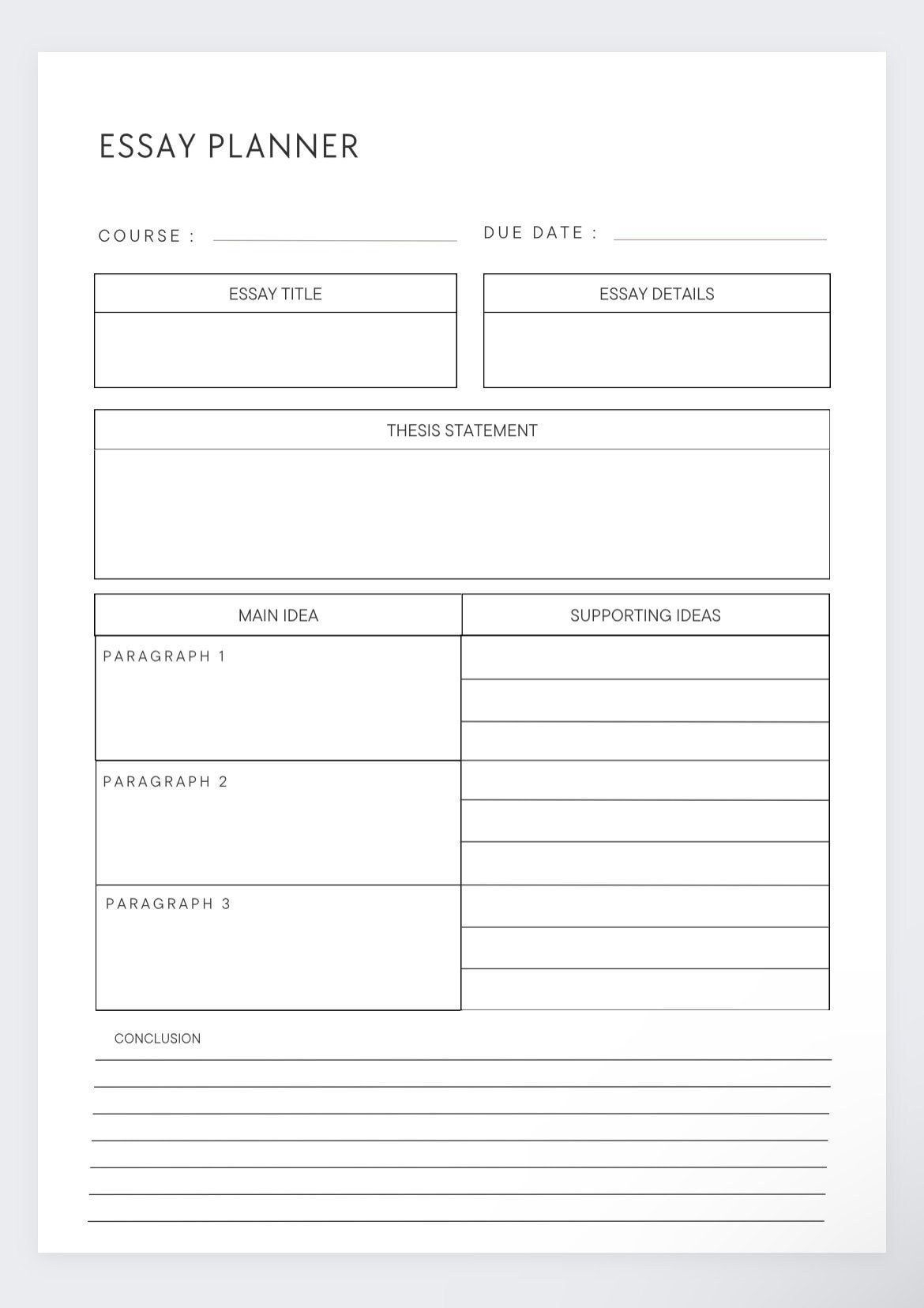 Essay Plan Template Essay Planner Academic Planner Revision Guide Essay