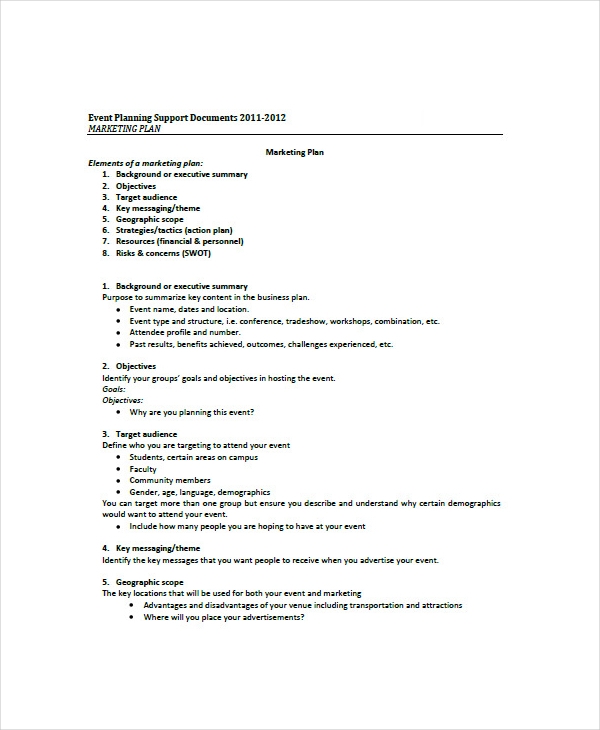 Event Marketing Plan Template 7 Free Word Documents Download