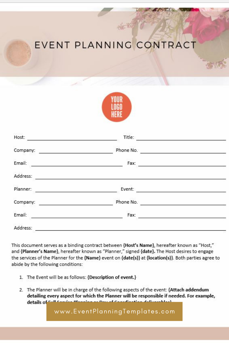event planning contract template