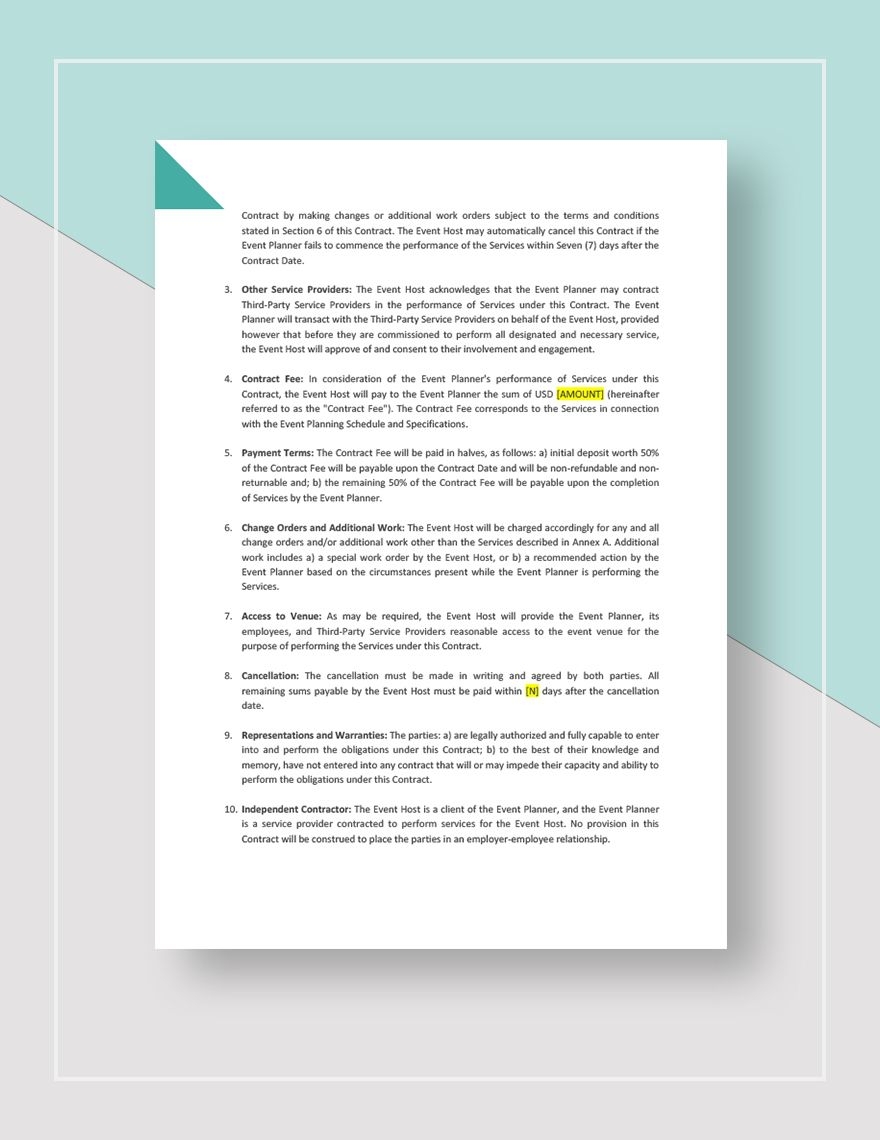 Event Planning Contract Template In Google Docs Word Pages Download 