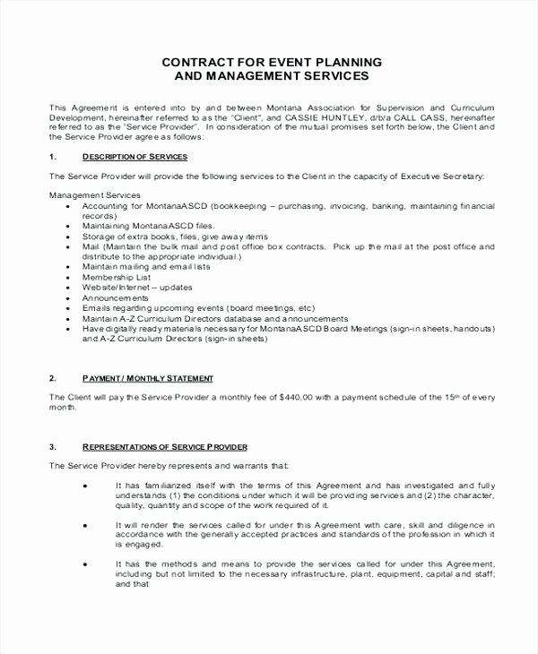 Event Planning Contract Template Shooters Journal