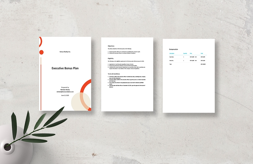 executive bonus plan template