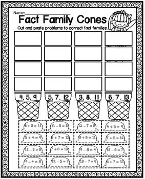 Fact Families Fact Family Worksheet Fact Families Math Facts 