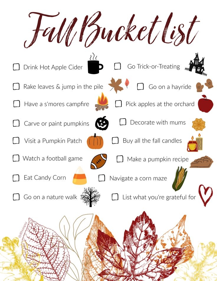 Fall Bucket List Free Printable Fun Activities