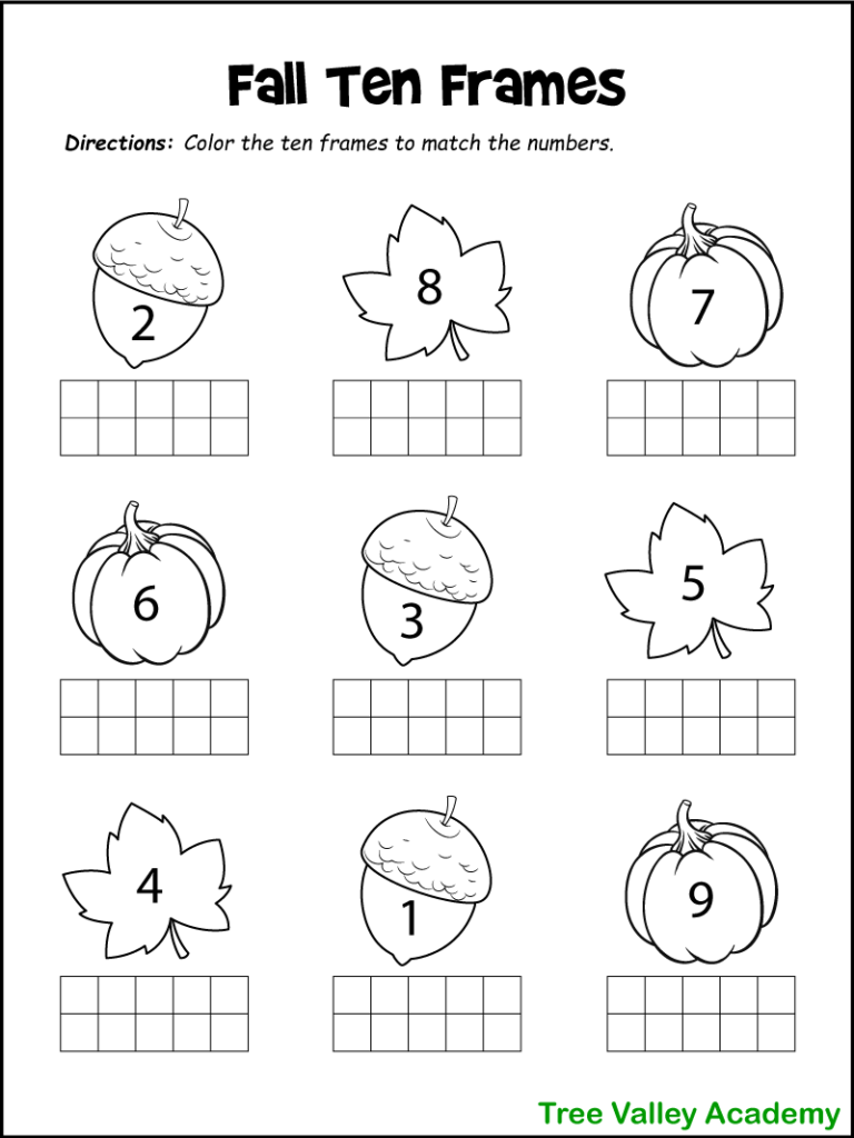 fall kindergarten math worksheets