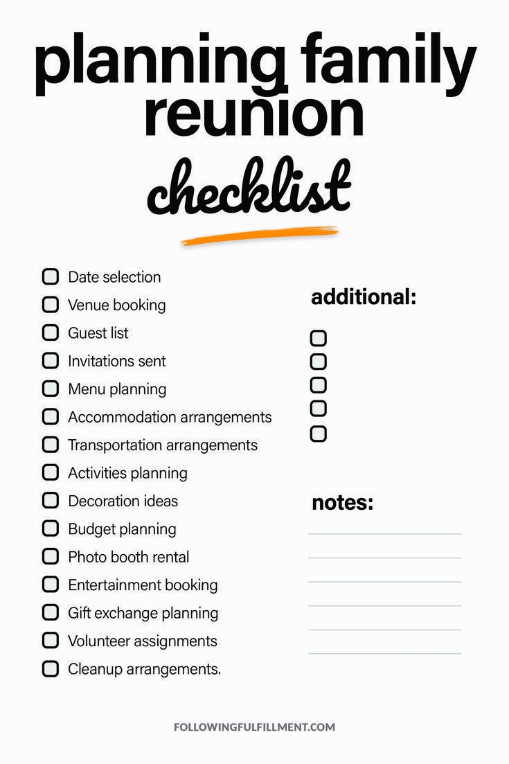 Family Reunion Planning Checklist