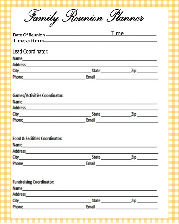 Family Reunion Planning Template