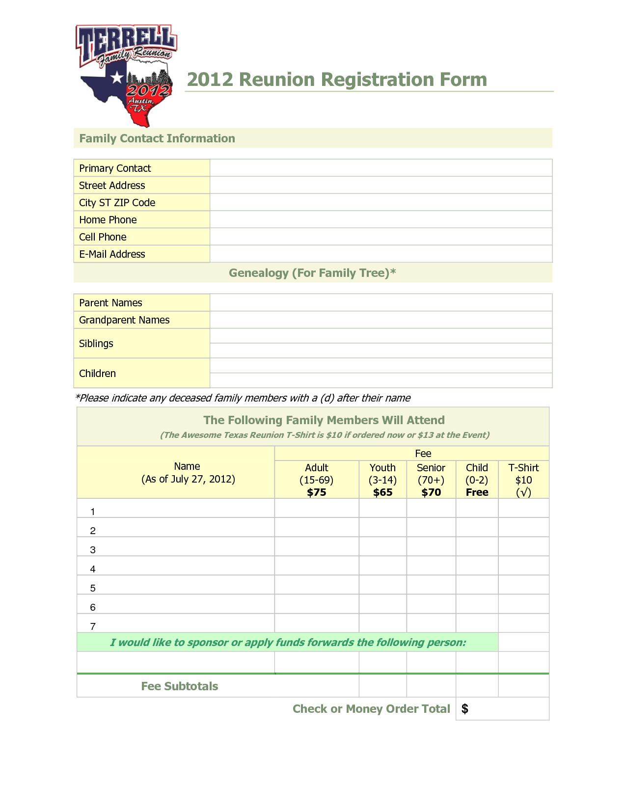 family reunion planning template