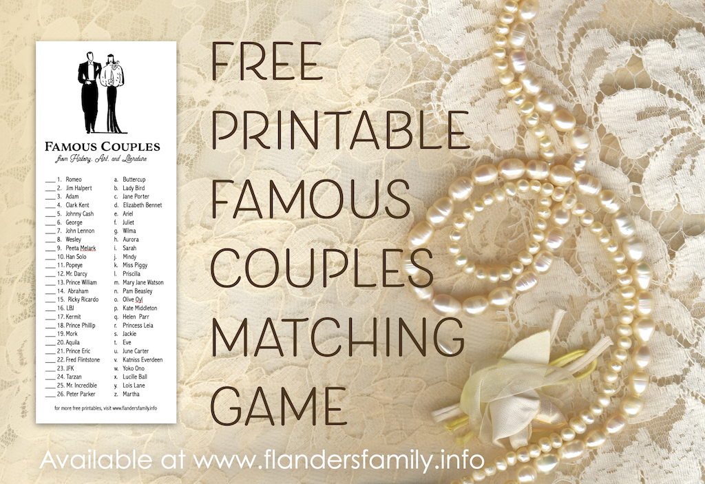Famous Couples Quiz Printable