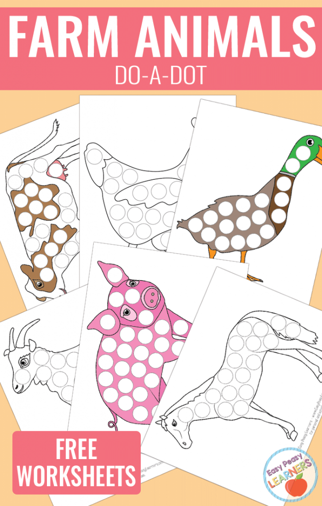 farm animals dot activity printables