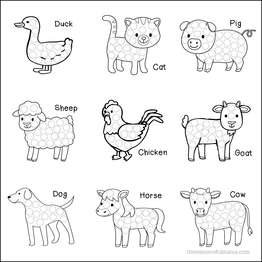 Farm Animals Dot Activity Printables The Resourceful Mama