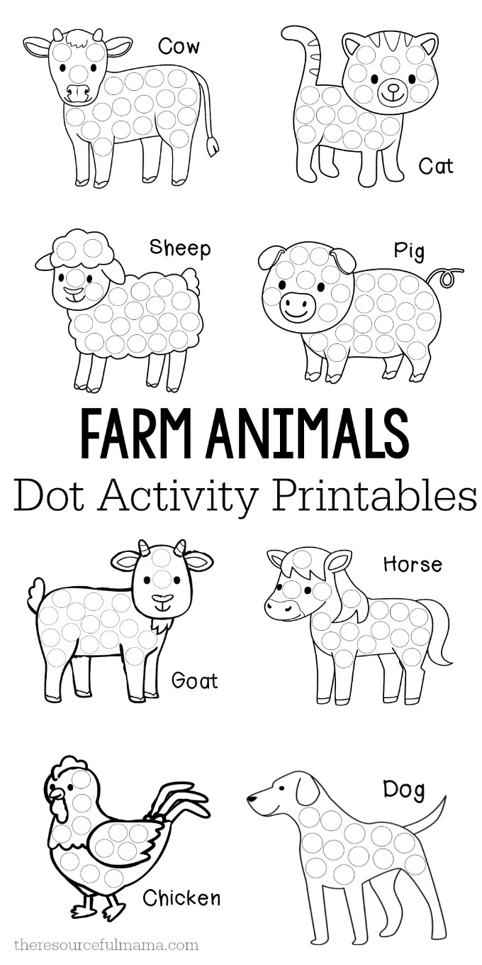 Farm Animals Dot Activity Printables The Resourceful Mama