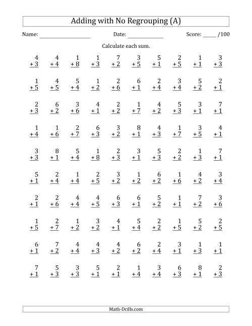 Fast Math Worksheets Addition Free Printable