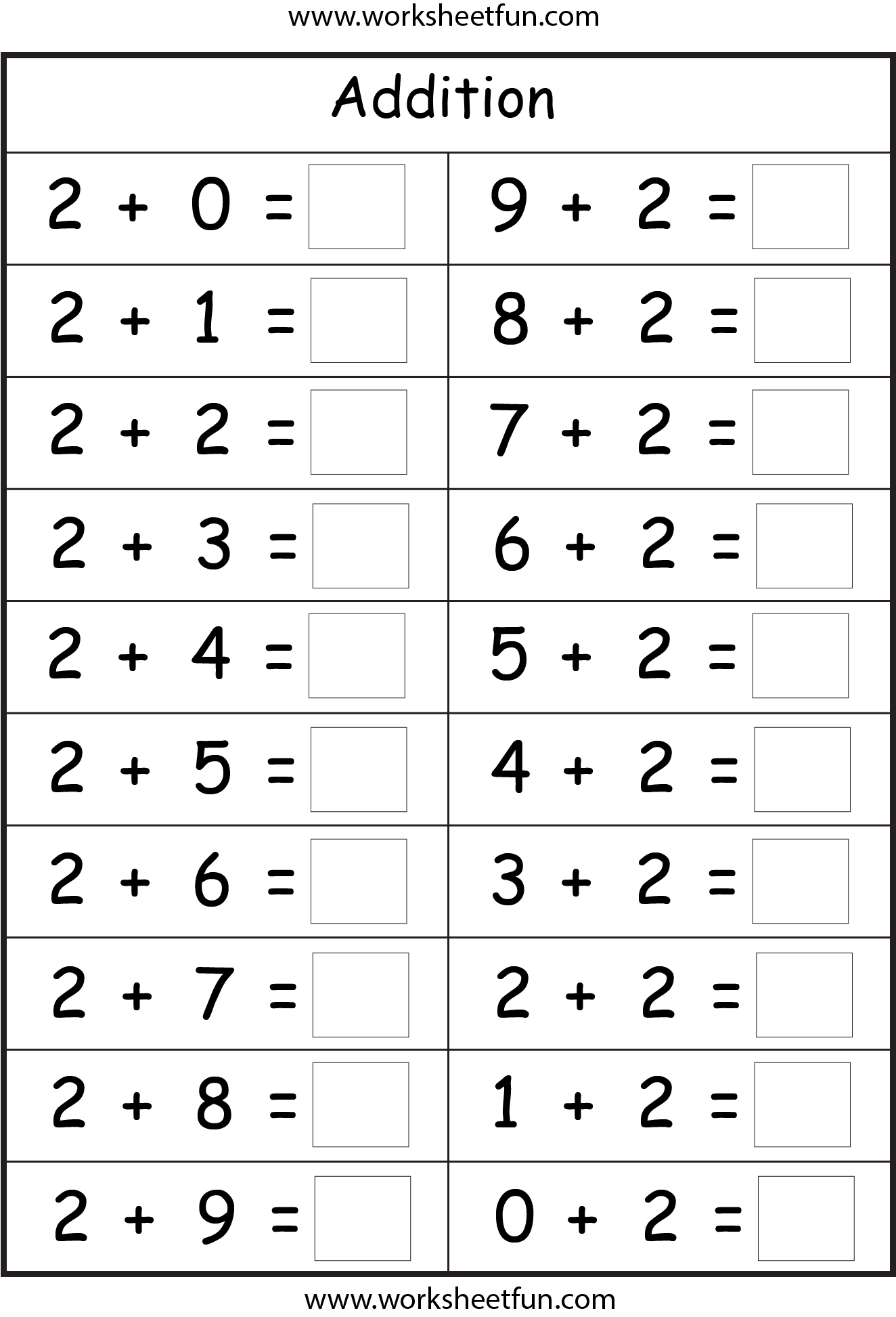 Fast Math Worksheets Addition Free Printable