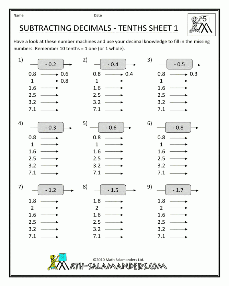 Fifth Grade Math Practice Worksheet Free Printable Math Worksheets 