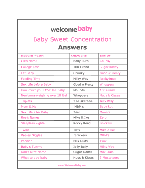 Fillable Online Baby Sweet Concentration Fax Email Print PdfFiller