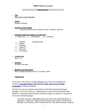 Fillable Online Lesson Plan Template TESOL 